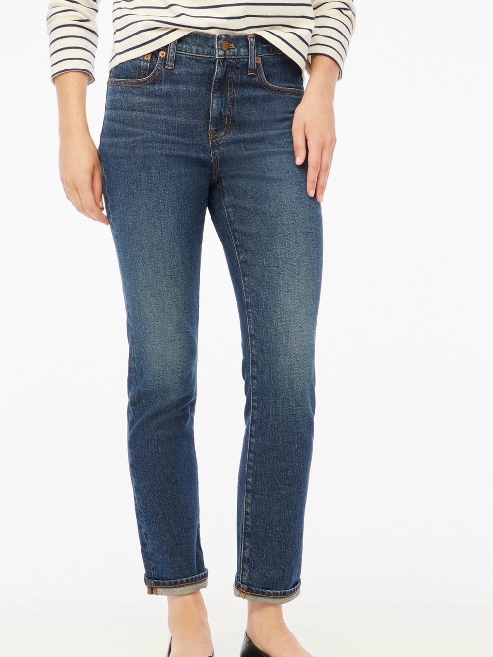 J. Crew Slim Boyfriend Straight-Leg Jeans in Dark Blue Denim
